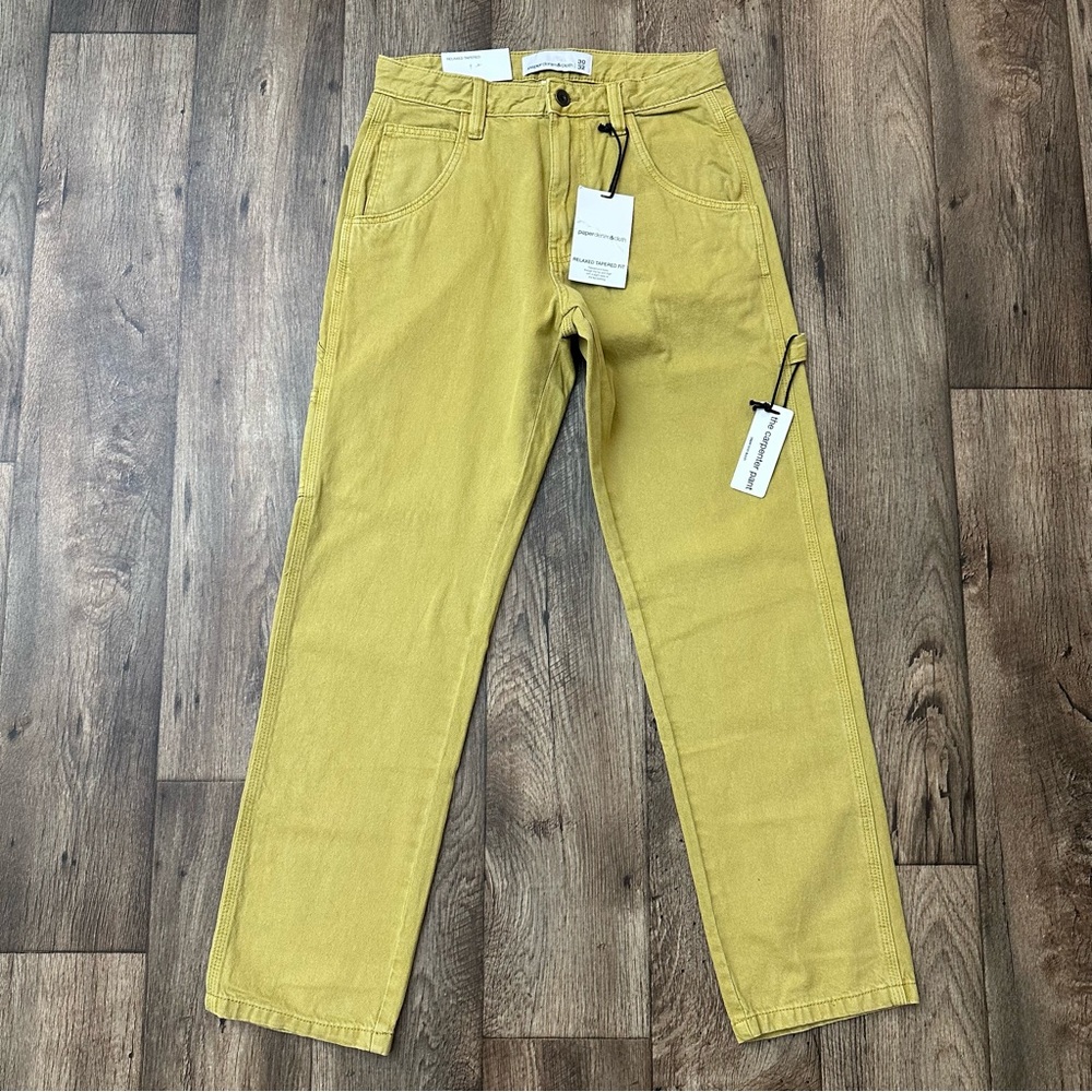Paper Denim & Cloth Carpenter Relaxed Fit Cargo Pants Men’s Size 30x32 Mustard